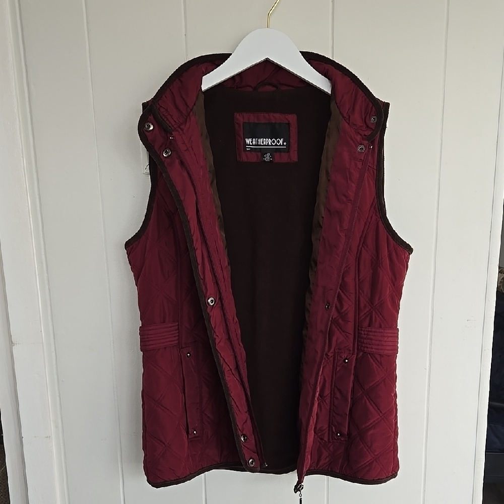 Weatherproof 1948 Women's Quilted Burgundy Vest Size L - Picture 9 of 13